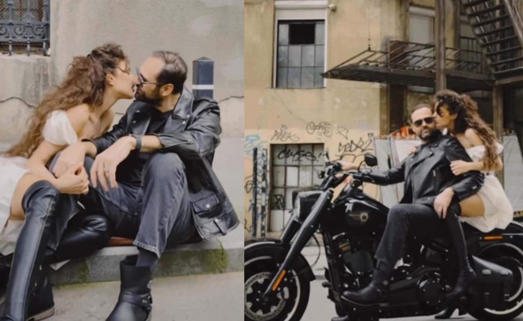 Motocicletă, sărut și cadre cinematice: noua apariție a Cristinei Ich