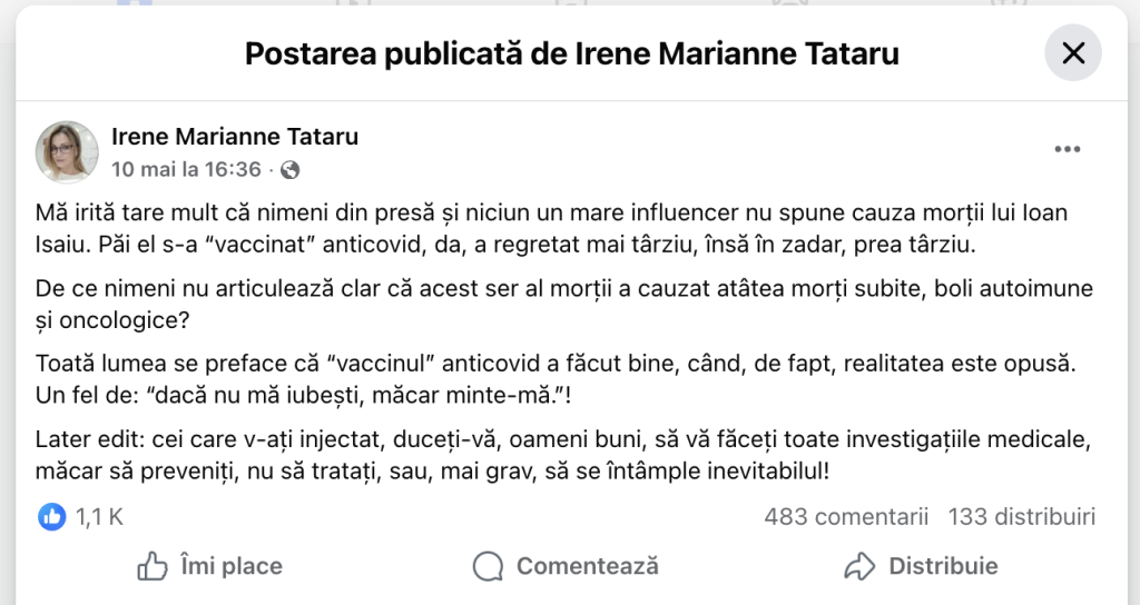Factual: FALS | Actorul Ioan Isaiu ar fi murit pentru că s-a vaccinat