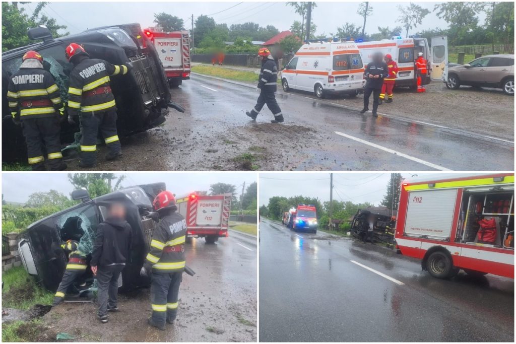Microbuz cu 8 pasageri răsturnat în județul Suceava. Accidentul s-a produs după ce șoferul microbuzului a încercat să depășească un TIR