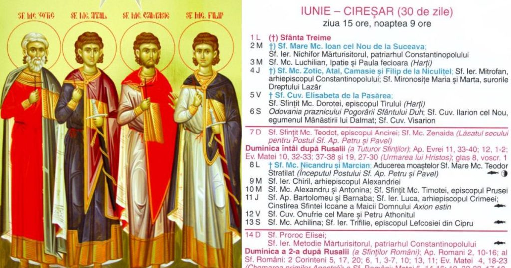 Ce sărbătoare este în Calendarul ortodox pe 4 iunie 2026?
