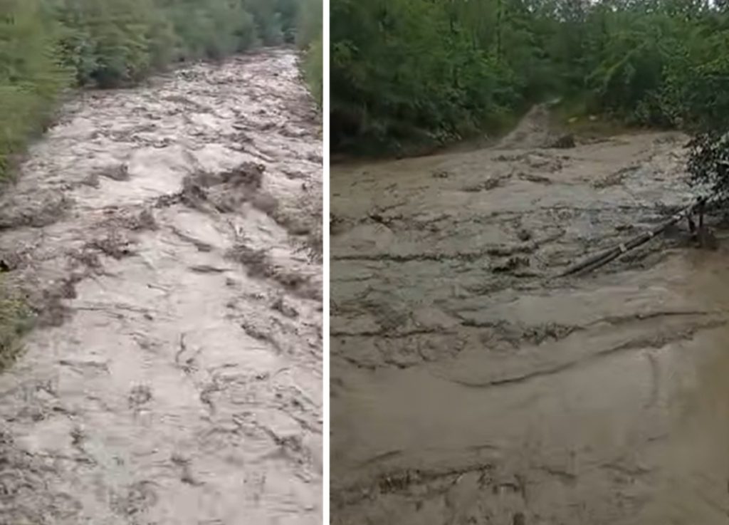 Rupere de nori la Ștefești. Pârâul Vărbilău a ieșit din matcă și a inundat DC 14