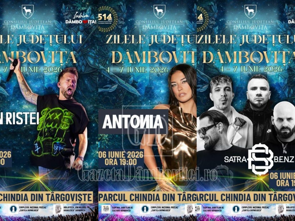Zilele Județului Dâmbovița: Concert FLORIN RISTEI, ȘATRA BENZ și ANTONIA în Parcul Chindia, sâmbătă, 6 iunie, începând cu ora 19:00