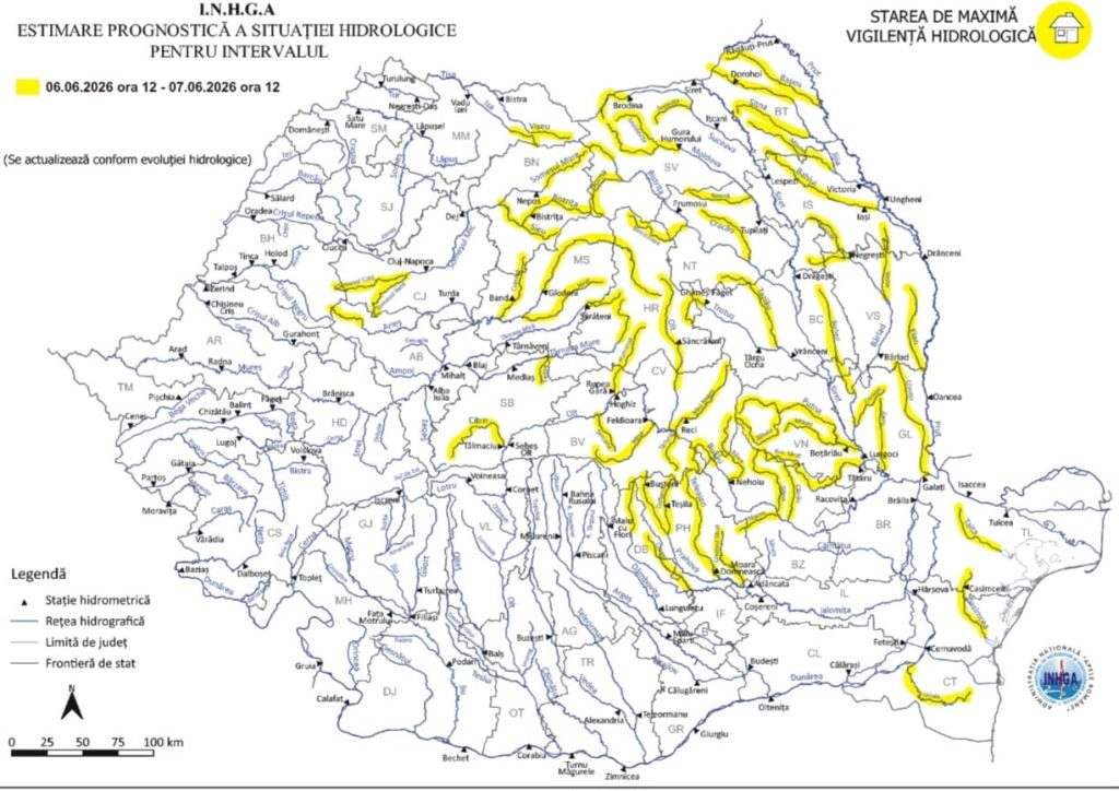Cod galben de inundaţii în judeţ. Ce zone sunt vizate