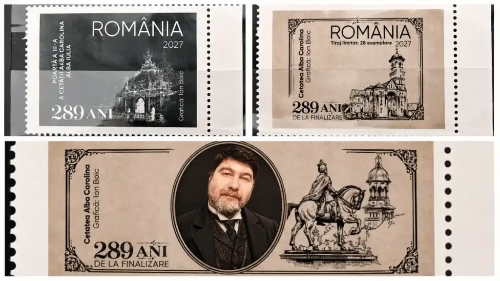 FOTO | Timbre ale unui artist vizual din Alba Iulia, tipărite de Poșta Română: „Poate că acesta este doar începutul unei serii mai mari de timbre artistice inspirate din istorie, arhitectură, simboluri medievale și desen grafic clasic”