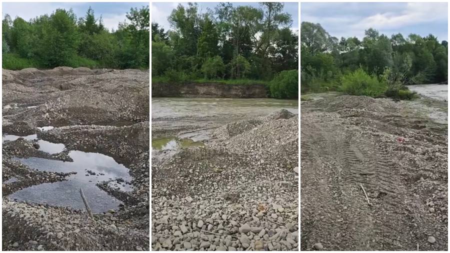 Excavații ilegale și deșeuri abandonate pe malul râului Tazlău. Garda de Mediu Bacău continuă investigațiile