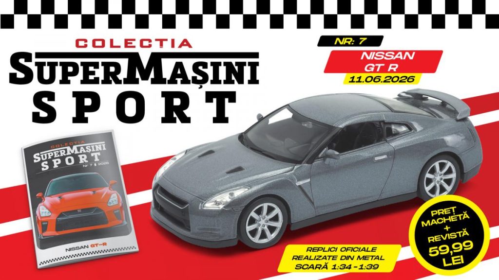 Colecția „SuperMașini Sport” are în prim plan Nissan GT-R! Macheta metalică și revista, de joi la chioșcuri