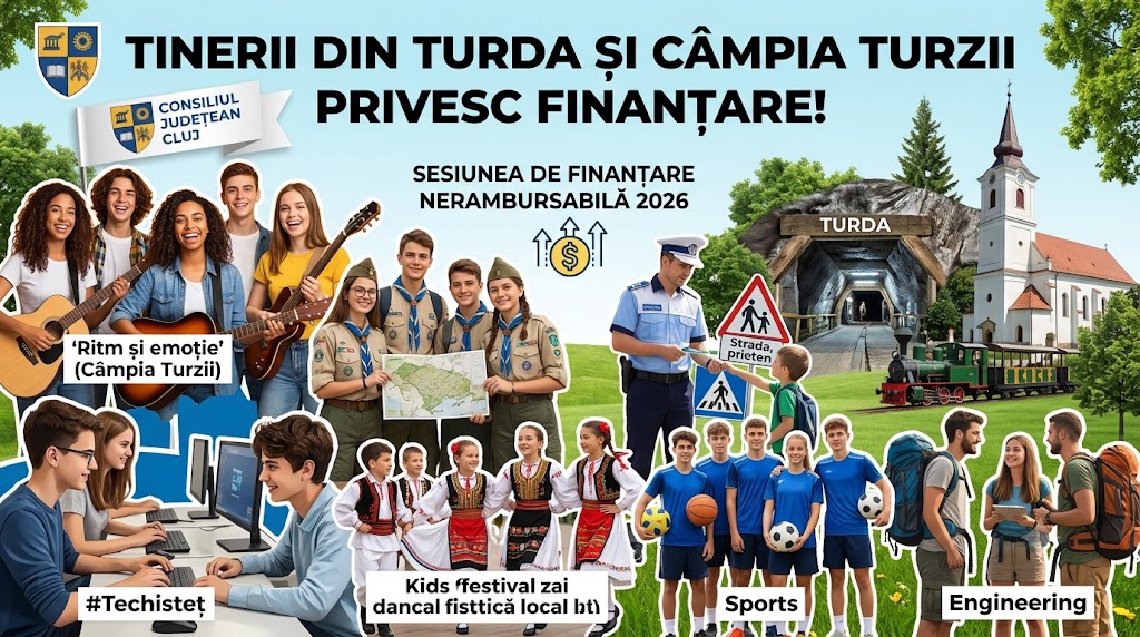 Bani de la Consiliul Județean pentru tinerii din Turda și Câmpia Turzii! Ce proiecte locale au primit finanțare nerambursabilă în 2026