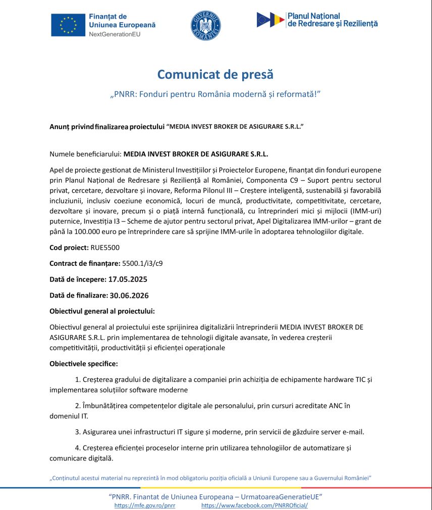 Comunicat de presă