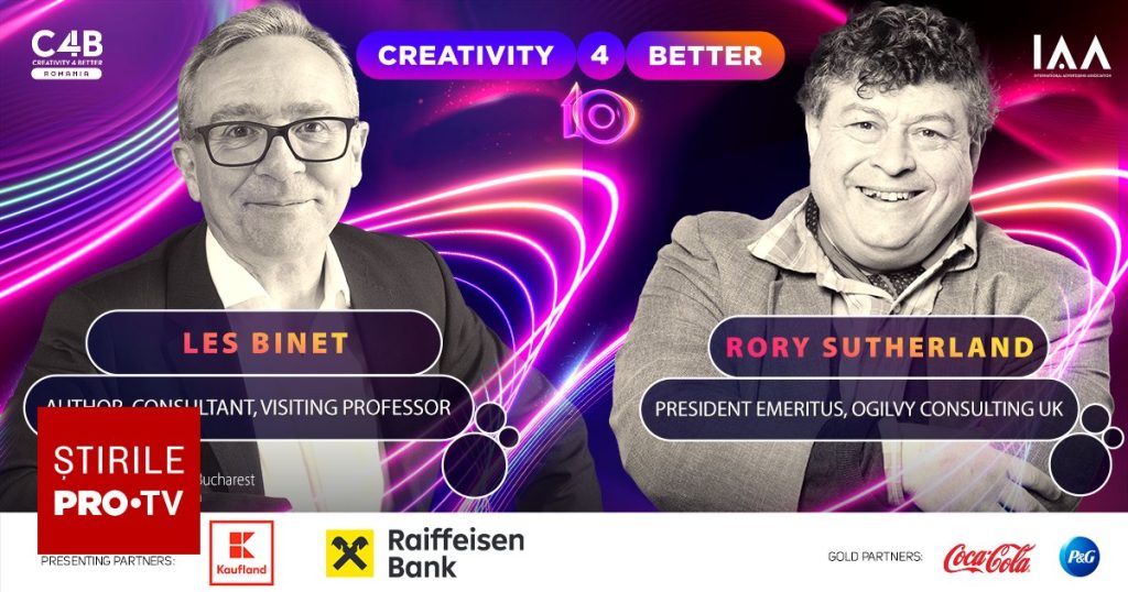 Rory Sutherland și Les Binet se alătură lui Mark Ritson în lineup-ul de Star Speakers al ediției aniversare Creativity4Better
