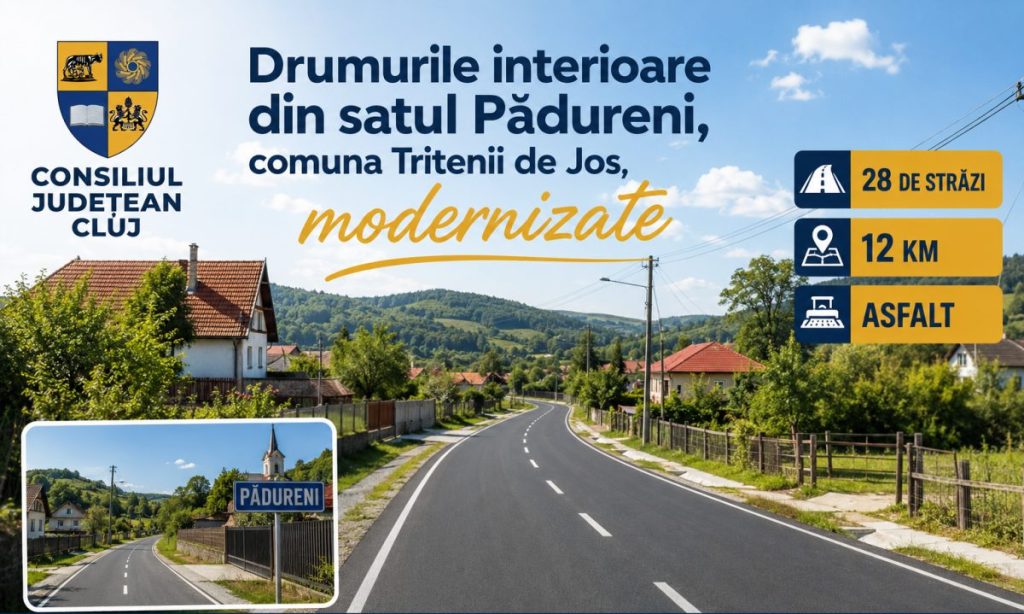 Schimbare majoră pentru localnici! 12 kilometri de asfalt și 28 de străzi vor fi modernizate în Pădureni, comuna Tritenii de Jos