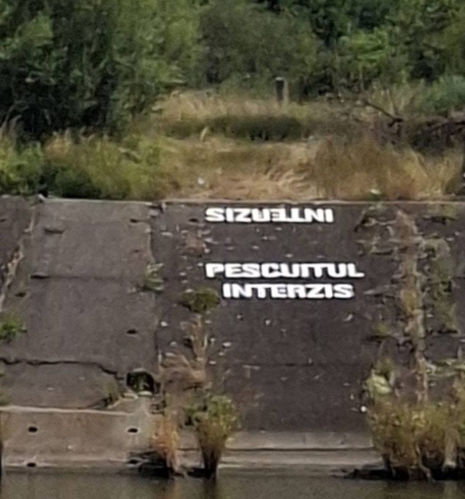 FOTO AJVPS Sibiu a marcat cu litere de-o șchioapă zona interzisă la pescuit: „Nimeni nu mai poate spune că n-a știut”