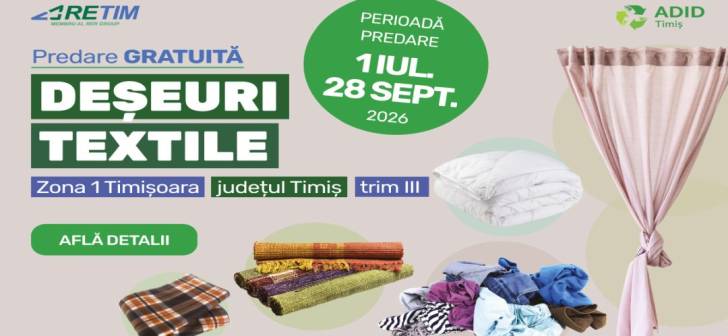 O nouă campanie RETIM și ADID Timiș în 2026: colectarea gratuită a deșeurilor textile în Zona 1 Timișoara
