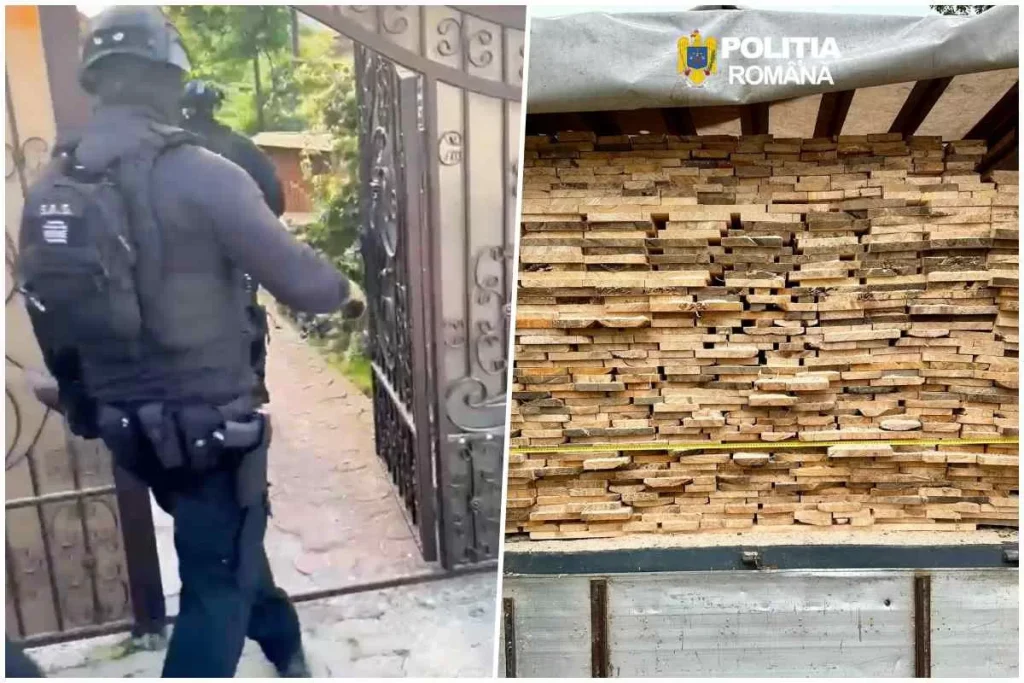 Percheziții în Bacău într-un dosar privind transportul ilegal de lemne. Polițiștii au confiscat 122 mc de material lemnos
