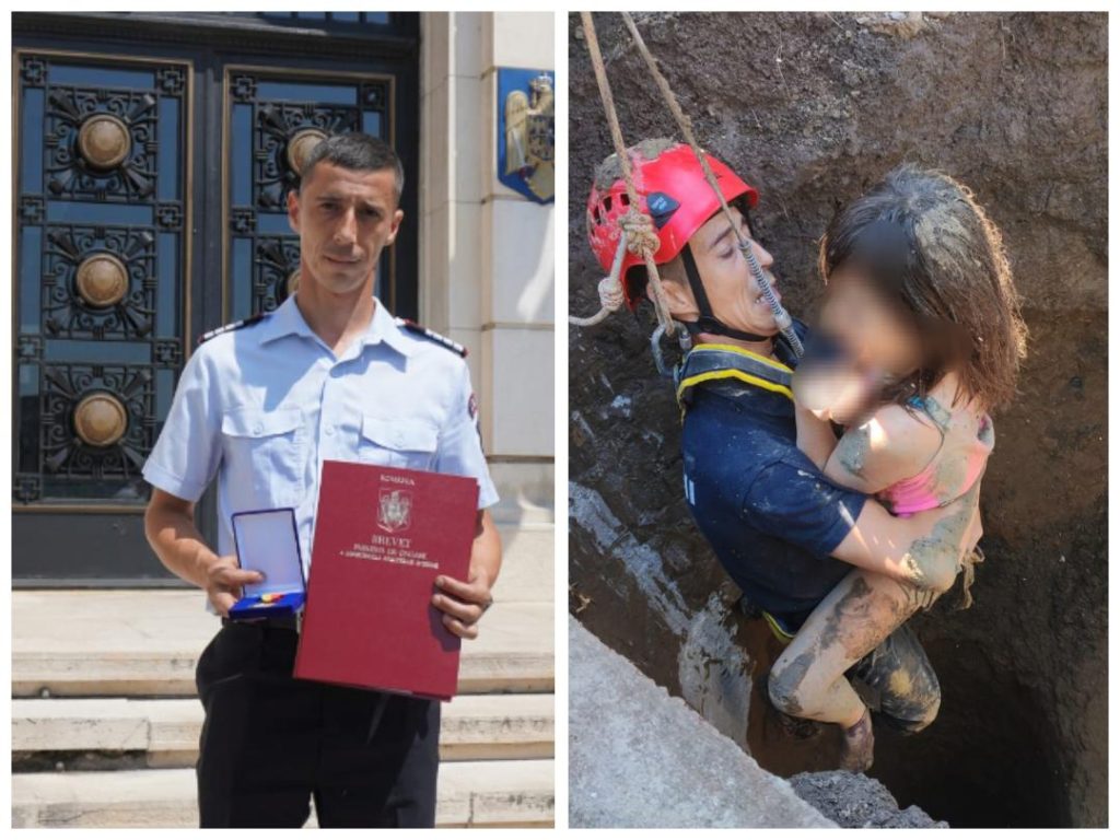 FOTO! Pompierul care a salvat fetița căzută într-o fântână a fost decorat de Ministerul Afacerilor Interne