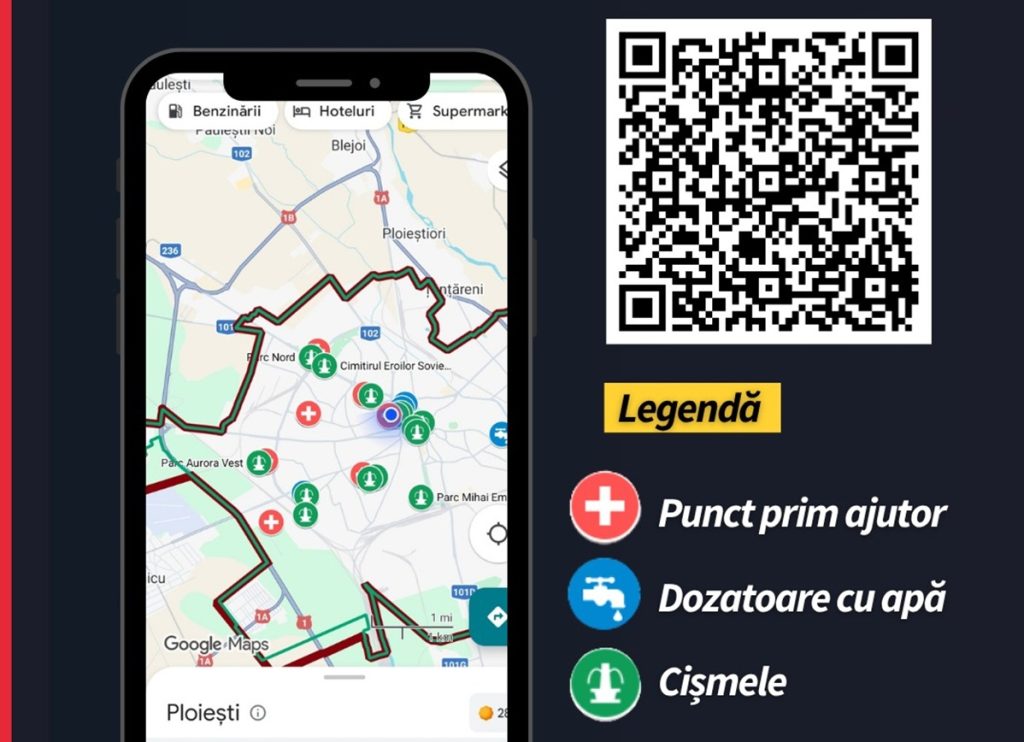 Harta cișmelelor publice din Ploiești. Unde găsești apă potabilă în timpul codului roșu de caniculă