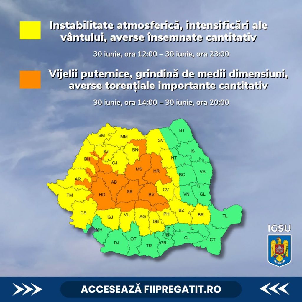 Satu Mare trece dintr-un cod în altul. După caniculă extremă, județul intră sub Cod Galben de furtuni