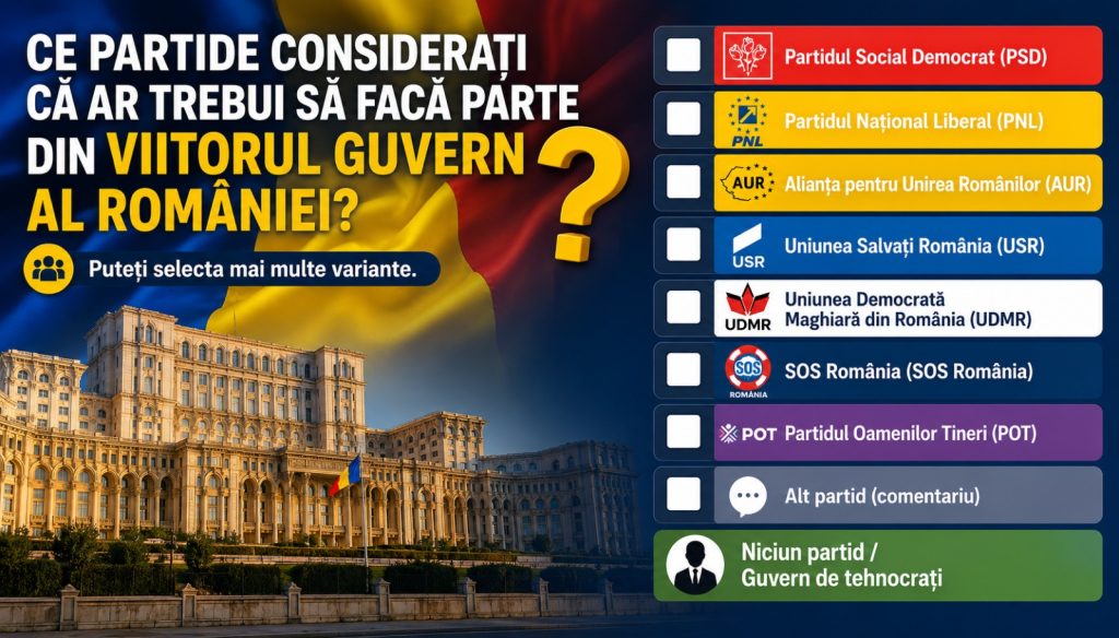 SONDAJ: Ce partide considerați că ar trebui să facă parte din viitorul Guvern al României?