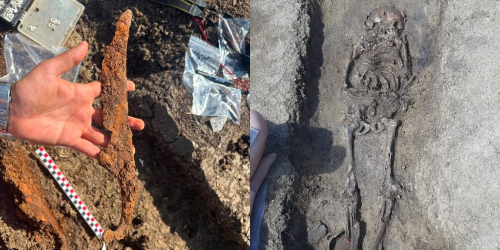 VIDEO FOTO. Descoperire arheologică impresionantă la Iclod, Cluj. Morminte, arme și o așezare fortificată veche de 6.000 de ani