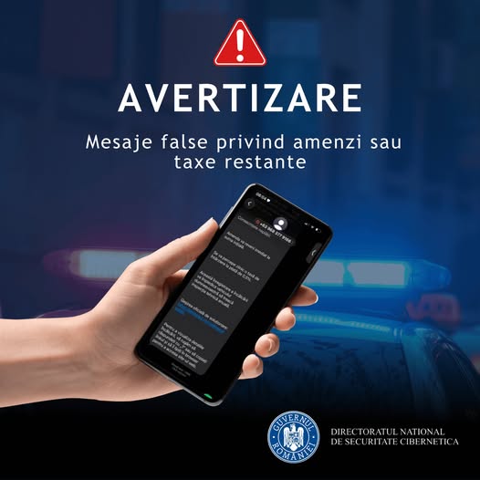 DNSC: Continuă frauda prin SMS, în care hackerii informează utilizatorii că au de plătit taxe sau amenzi restante