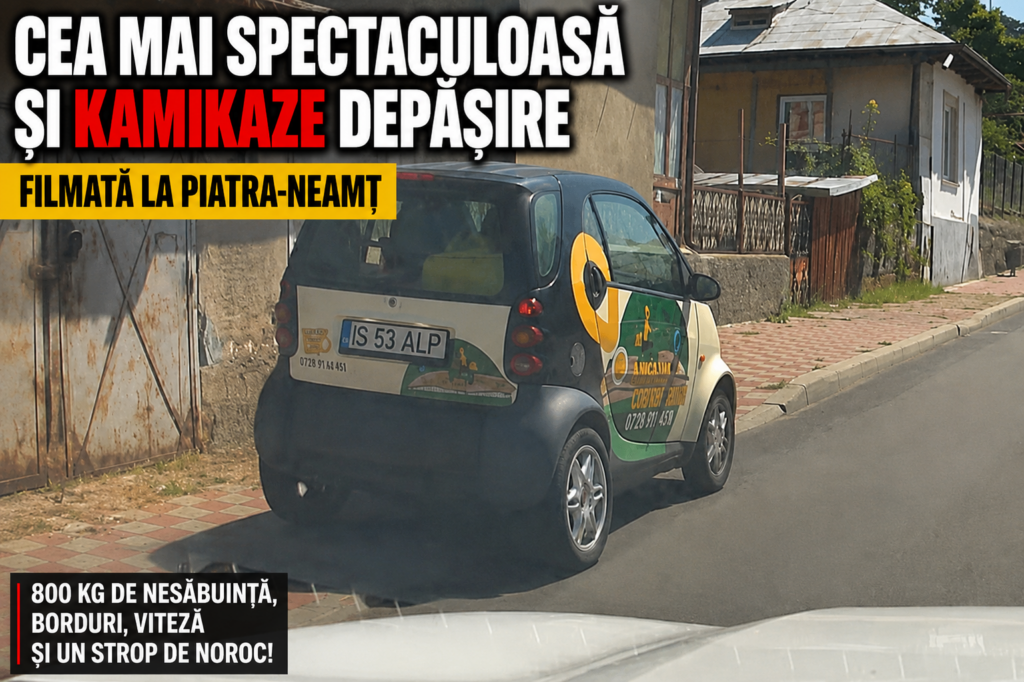 Cea mai spectaculoasă și „kamikaze” depășire filmată la Piatra-Neamț