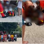 Momentul în care un salvamar de doar 16 ani își riscă viața și salvează un copil din valurile uriașe. VIDEO