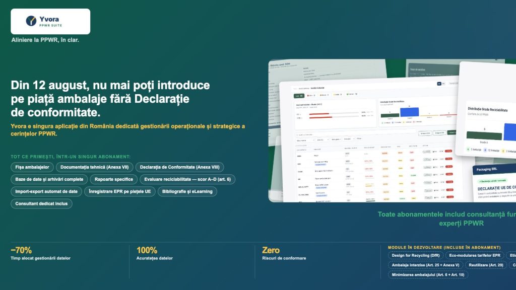 Aplicația YVORA este o soluție rapidă pentru raportările companiilor care introduc produse ambalate pe piața Uniunii Europene