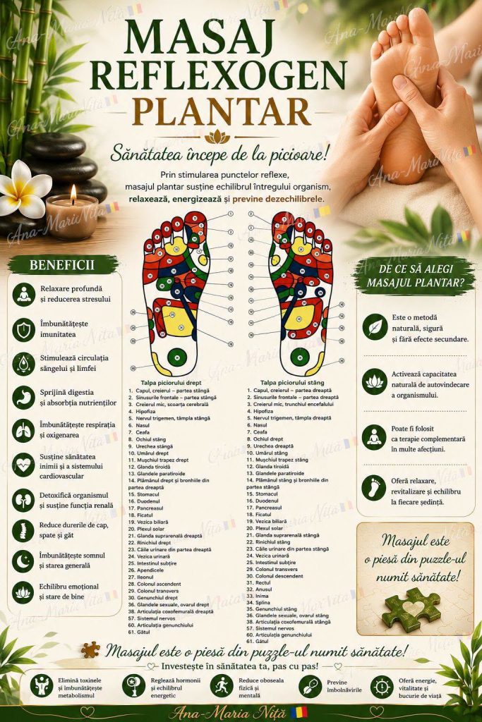 Masajul reflexogen plantar: mai mult decât un simplu masaj al tălpilor. Beneficii pentru întregul organism