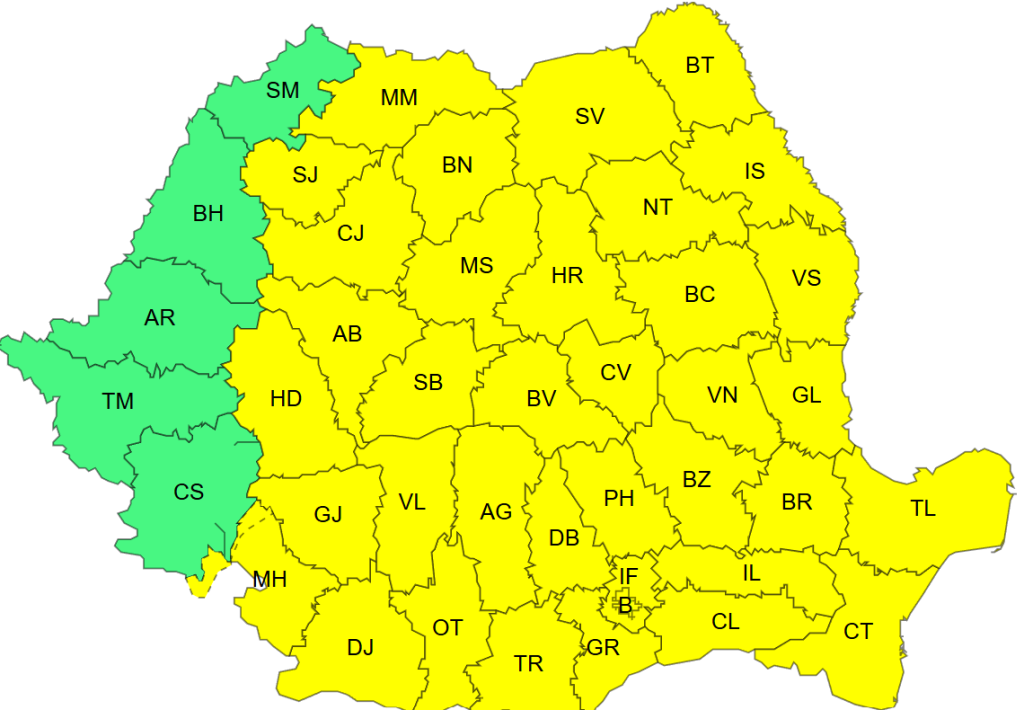 O nouă alertă Cod Galben pentru județul Botoșani. Vezi până când!
