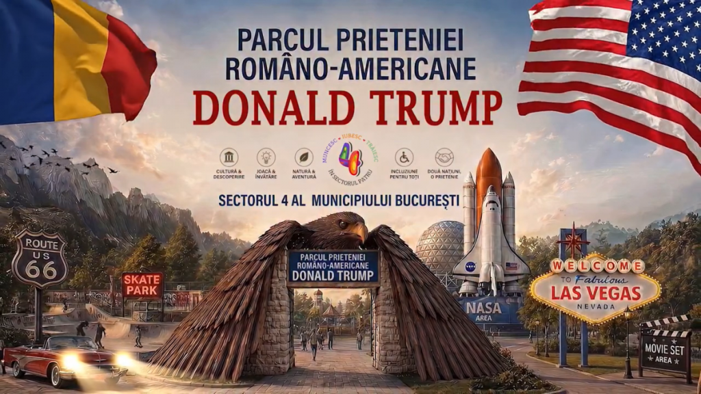 VIDEO. Daniel Băluță a prezentat proiectul viitorului Parc al Prieteniei Româno-Americane „Donald Trump”: NASA, skatepark și Walk of Fame