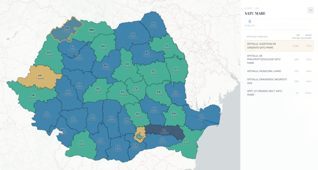 Aplicația care „radiografiază” spitalele din țară. Date complete despre unitățile din Satu Mare: pacienți tratați, personal, grad de ocupare