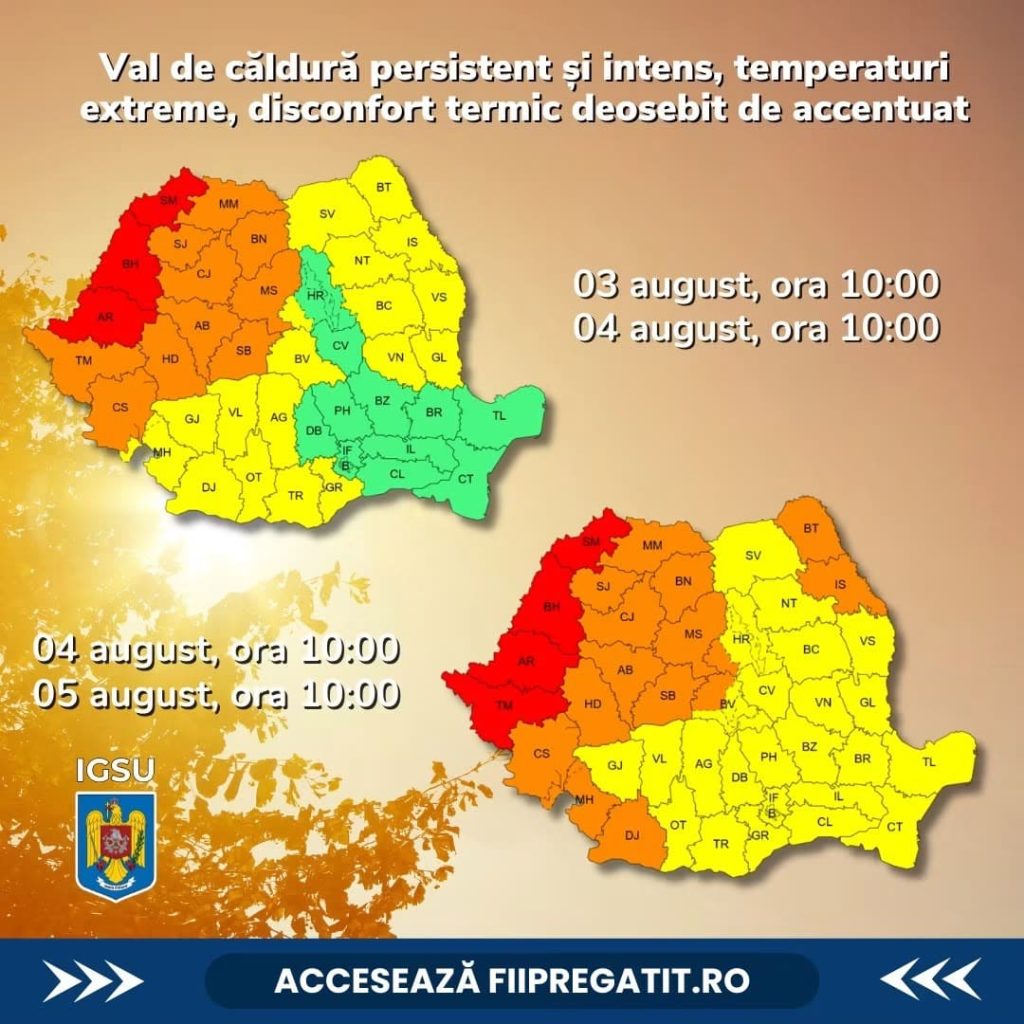 Cod portocaliu de caniculă | Noapte tropicală pentru județul Sibiu