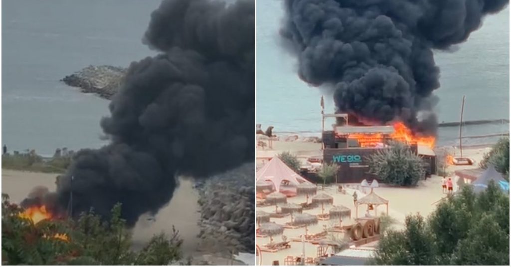 Incendiu puternic pe o cunoscută plajă din Constanța. Pagubele provocate se ridică la 100.000 de euro