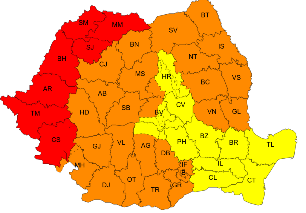 Cod roșu și Cod portocaliu de caniculă extremă
