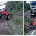 Cluj - Accident între un autotren şi un utilaj, pe DN1. Două persoane au fost rănite. Traficul în zonă este îngreunat - FOTO