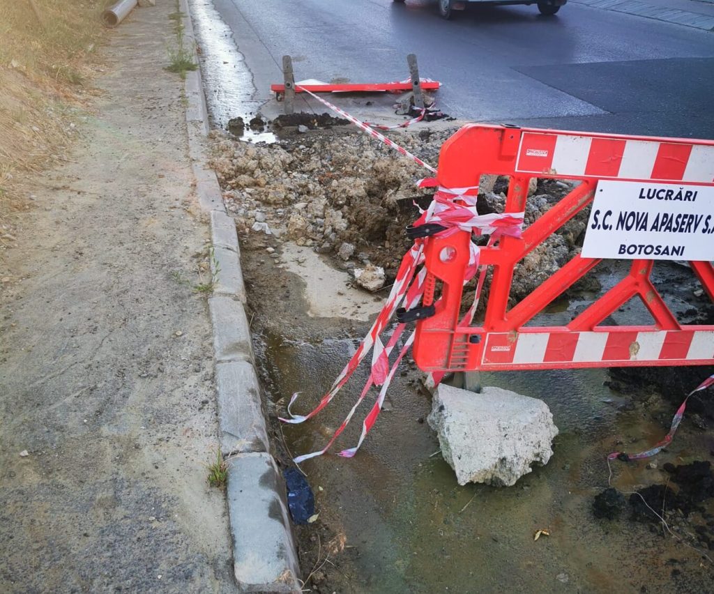 Încă o avarie pe o stradă din Botoșani. Anunț al societății Nova Apaserv SA