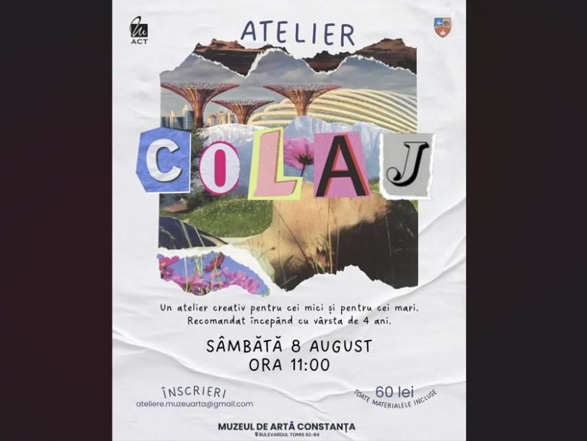 Atelier de colaj pentru copii si adulti, la Muzeul de Arta Constanta. Cum se fac inscrierile