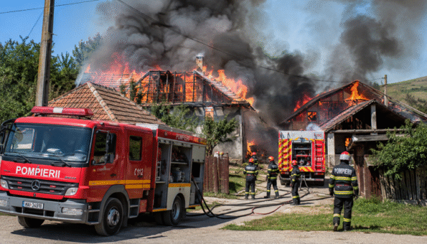 Două case cuprinse de flăcări după un incendiu izbucnit la o anexă. Poliția a deschis dosar penal