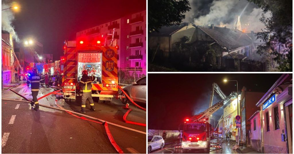 Incendiu violent la o pensiune din Cluj-Napoca. Flăcările au cuprins și acoperișurile a două case. Trei persoane au avut nevoie de îngrijiri medicale