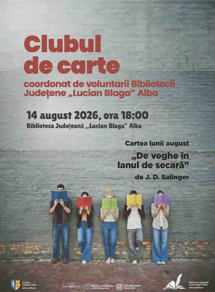 Volumul „De veghe în lanul de secară” discutat la Clubul de lectură al voluntarilor de la Biblioteca Județeană „Lucian Blaga” Alba
