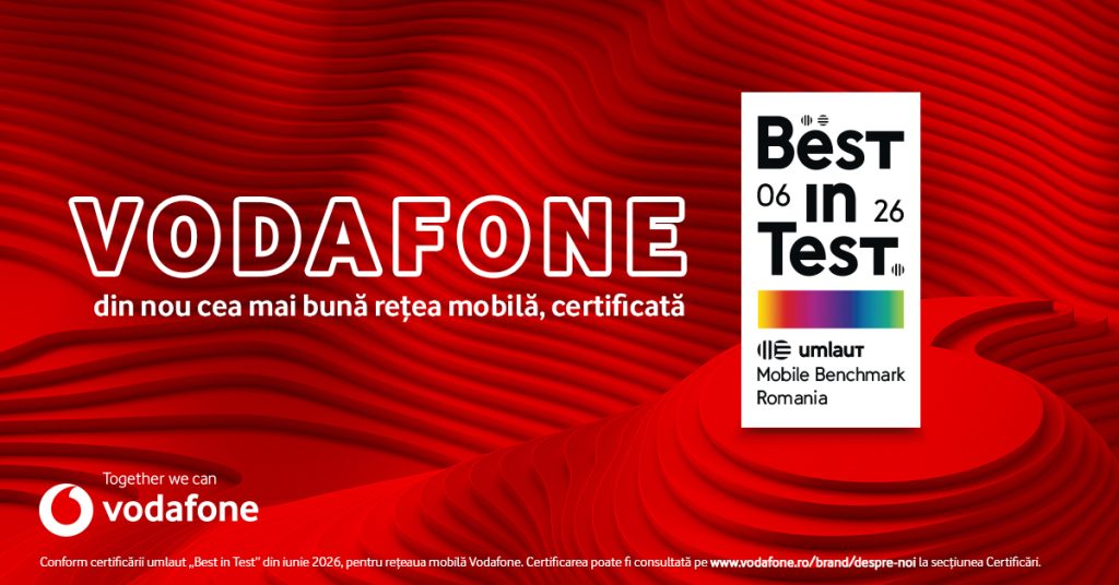 Vodafone România obține, pentru al cincilea an consecutiv, certificarea umlaut „Best in Test” pentru rețeaua sa mobilă – COMUNICAT