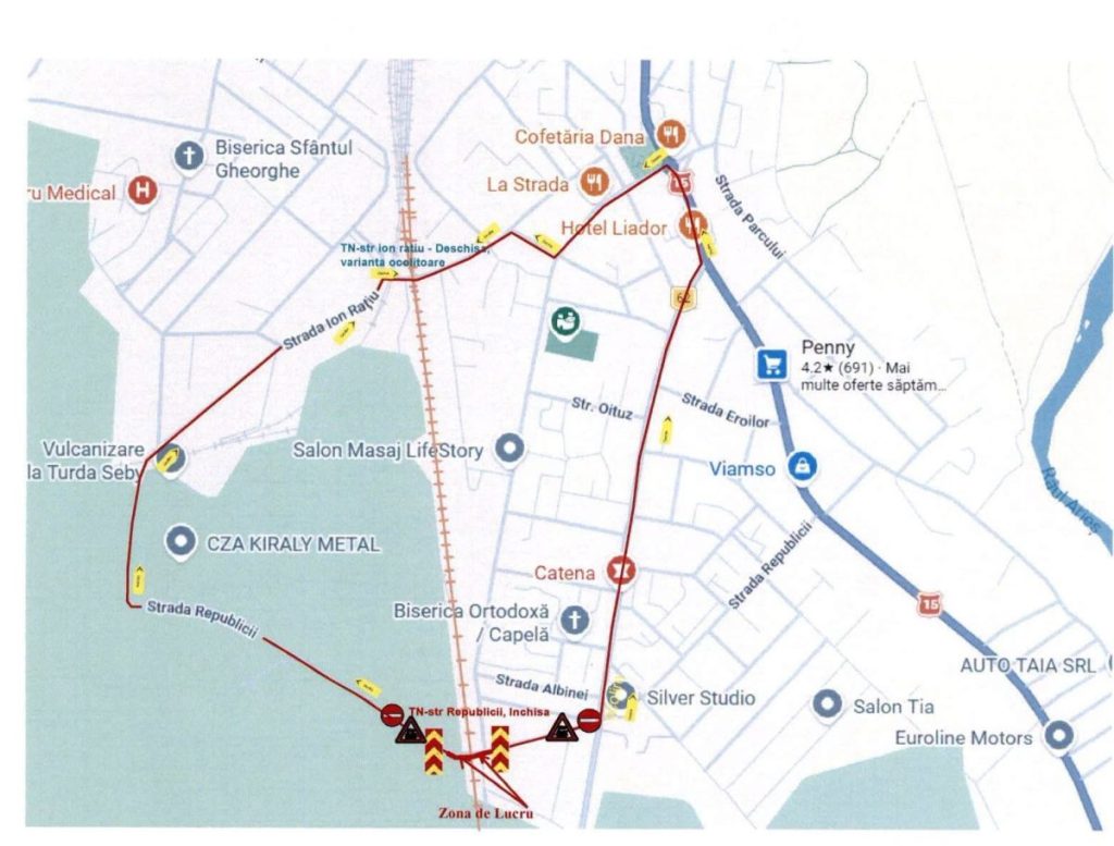 ATENȚIE, ȘOFERI: Restricții de trafic la Câmpia Turzii din cauza unor lucrări la calea ferată