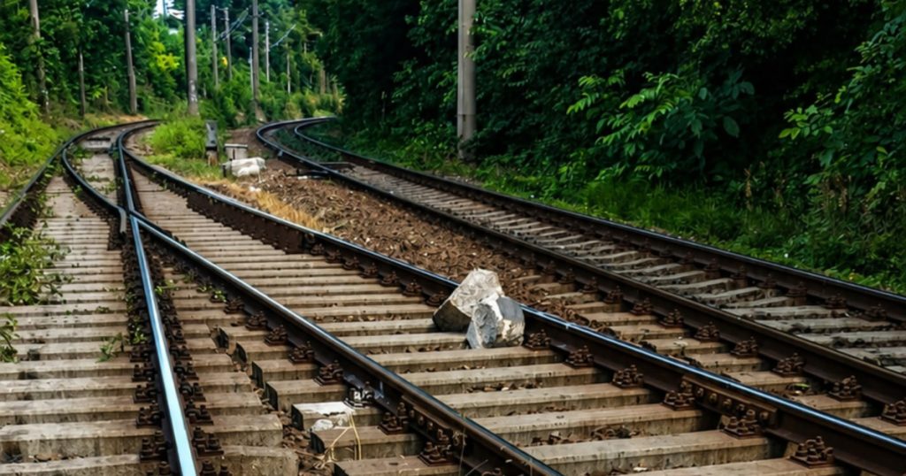 Traverse, borne și crengi puse obstacol pe calea ferată de pe litoral. Anunțul CFR