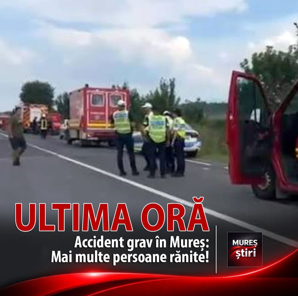 Accident grav între Livezeni și Sânisor, Mureș: Mai multe persoane rănite! Echipajele de intervenție, mobilizate la fața locului