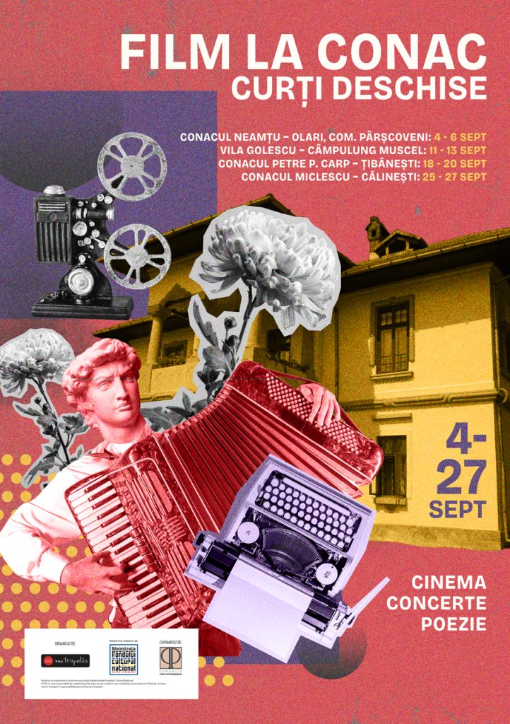 Film la Conac- Curți Deschise: patru weekenduri de film, muzică și poezie în curțile unor conace istorice din România