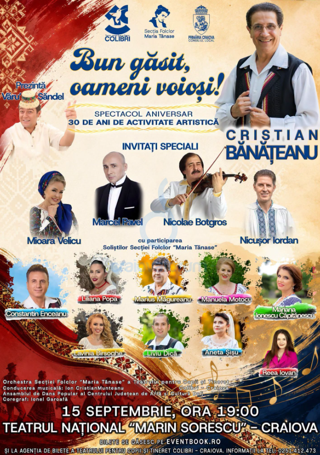 Cristian Bănățeanu sărbătorește 30 de ani de carieră pe scena Teatrului Național din Craiova
