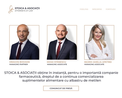 STOICA & ASOCIAȚII obține în instanță, pentru o importantă companie farmaceutică, dreptul de a continua comercializarea suplimentelor alimentare cu albastru de metilen (P)