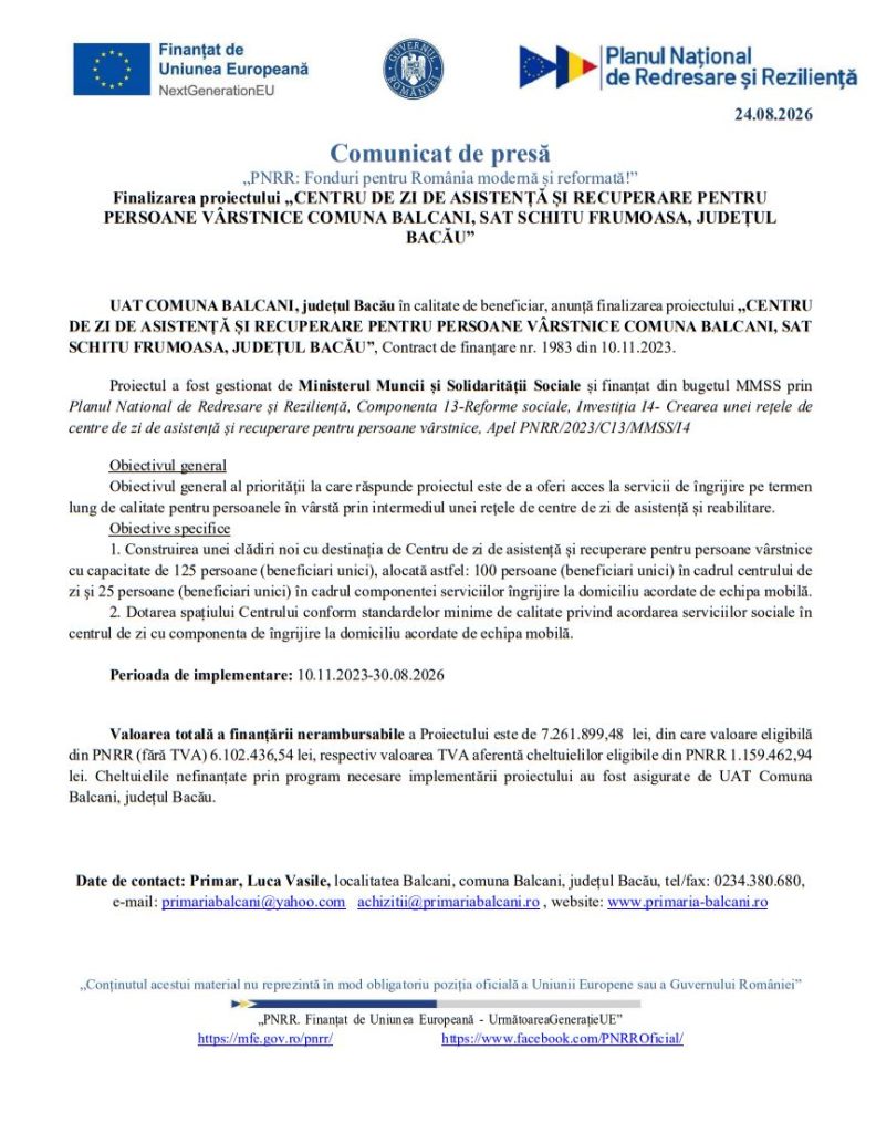 Comunicat de presă