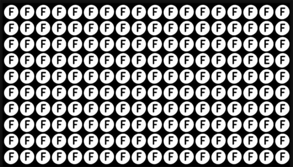 TEST IQ | Descoperiți singura litera diferită de „F”, din acest tabel!