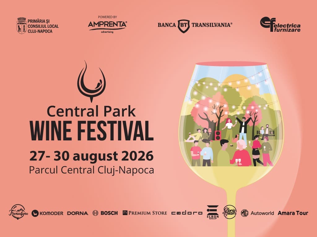Central Park Wine Festival are loc în perioada 27–30 august. Tradiția ultimului weekend de vară revine la Cluj-Napoca