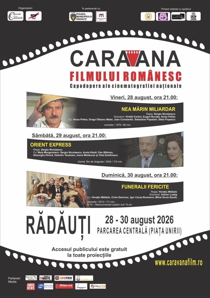 Caravana filmului românesc ajunge în Piața Unirii din Rădăuți